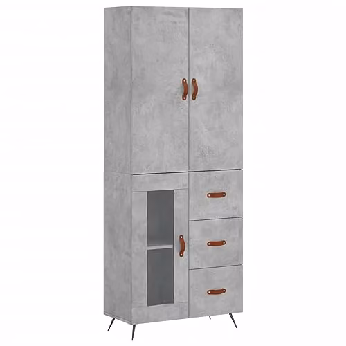 vidaXL Industrial Highboard in Grey with Hinged Doors and Internal Shelves, W/D/H: 69.5 x 34 x 180 cm