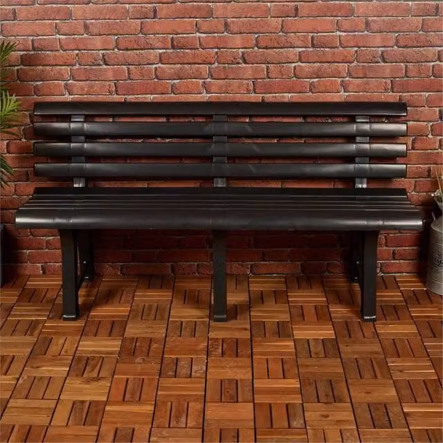 VOGREX Black Plastic Garden Bench for 3 Adults, Width: 145 cm