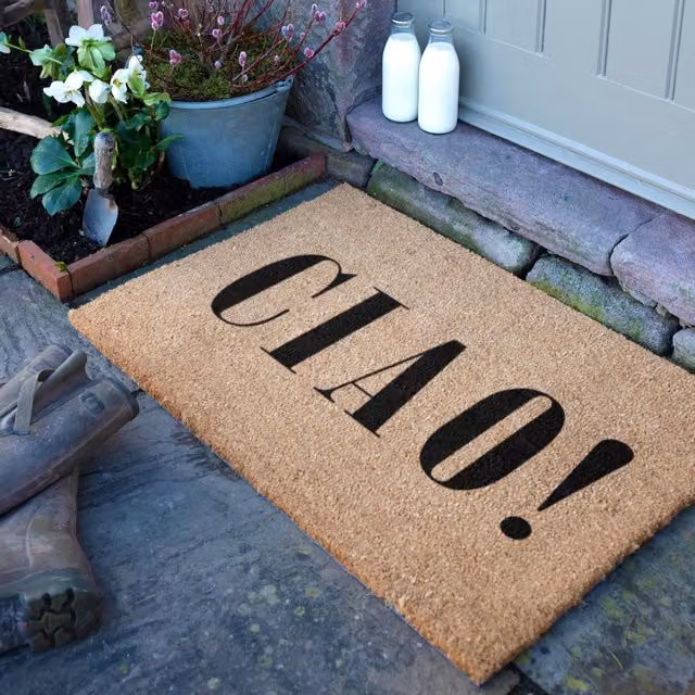 Artsy Mats Ciao Country Grey and Brown Coir Doormat, W: 60 cm, D: 90 cm