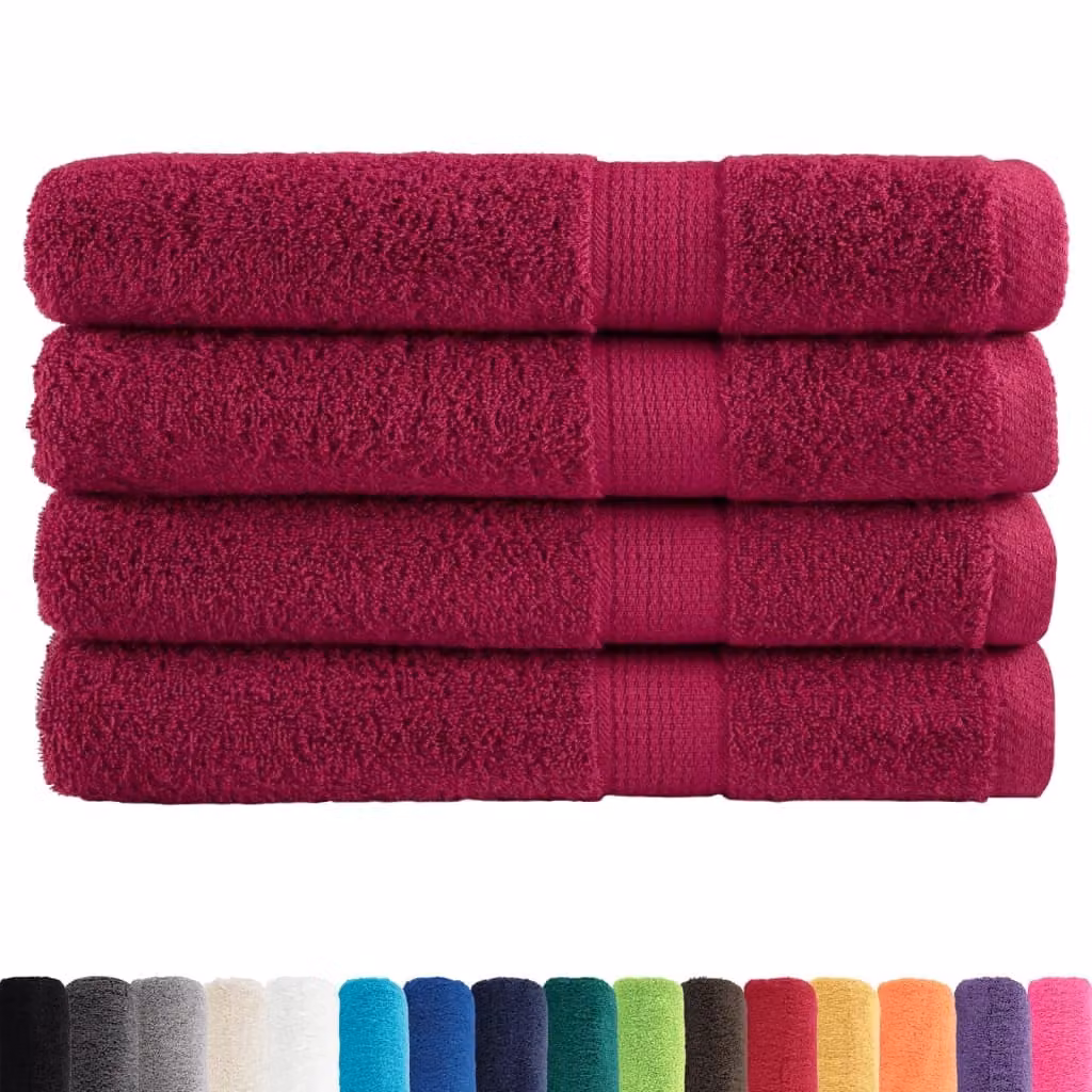 Berkfield Home SOLUND Premium Cotton Terry Towel Set, 4 Pieces, Red, W: 100 cm, L: 200 cm, 600gsm – 2