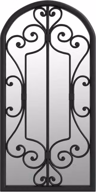 Berkfield Home Antique Black Metal Garden Wall Mirror, W/H: 70 x 30 cm – 1