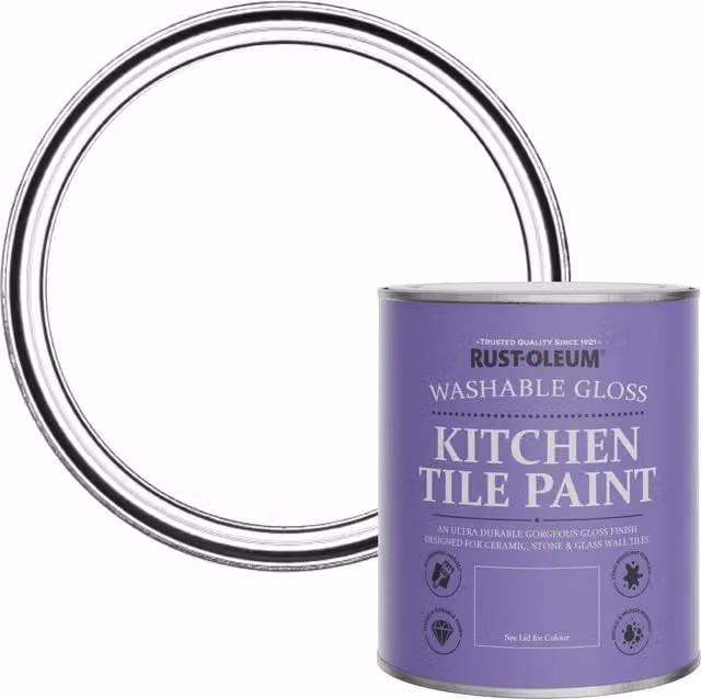 Rust-Oleum Water-Based Kitchen Tile Paint in Gloss Finish, White, 0.75 l