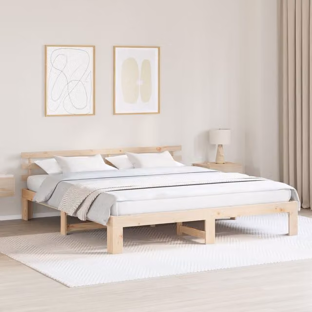 Berkfield Home Solid Pine Wood Bed Frame, Brown, 200 x 200 cm