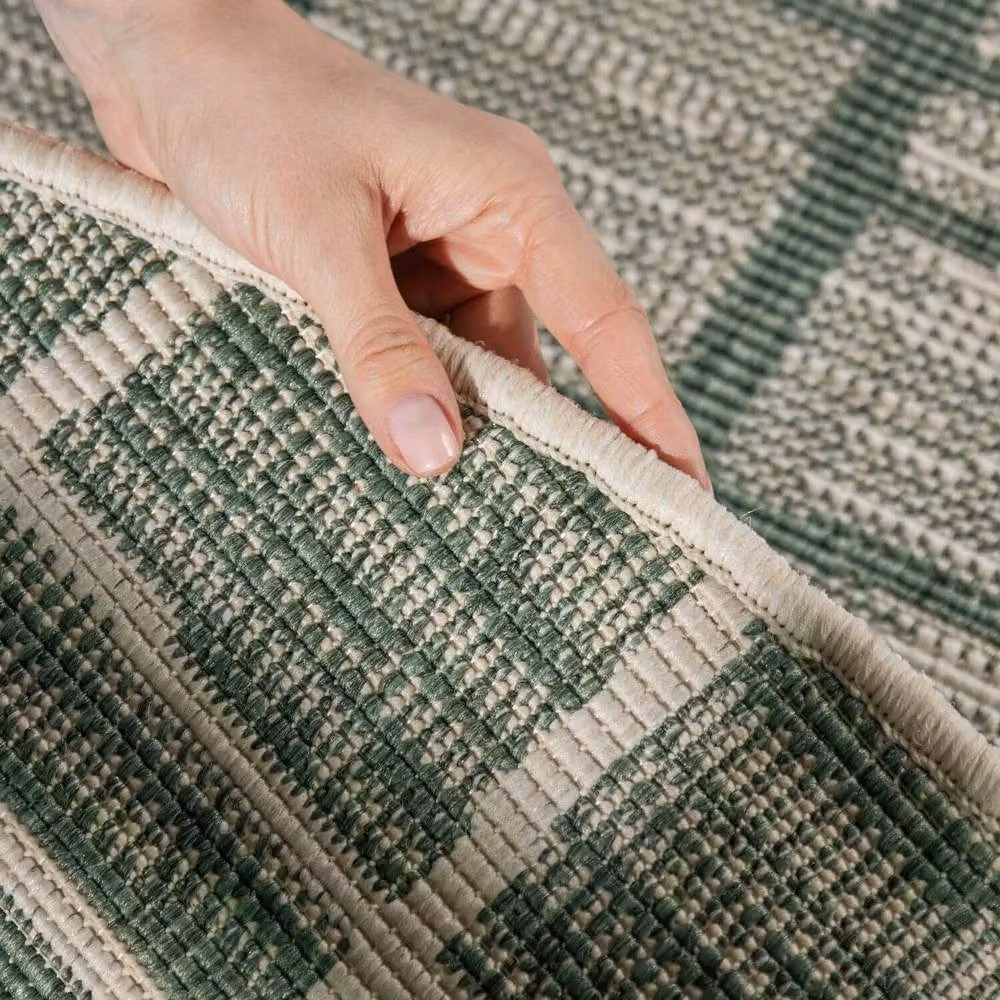 Ted Baker Crouch Round Abstract Indoor Outdoor Rug in Green, Diameter: 200 cm – 3