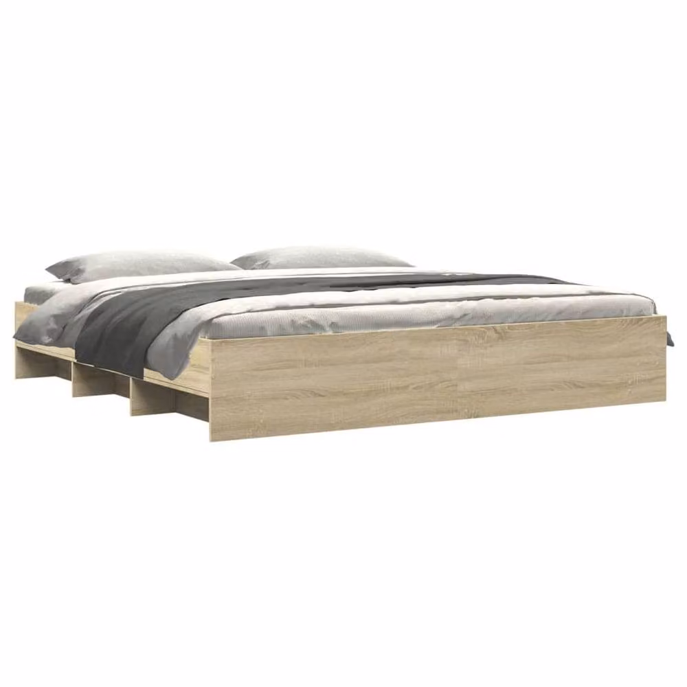 Berkfield Home Sonoma Oak Bed Frame in Light Tan Beige, W/D/H: 180 x 200 cm – 2