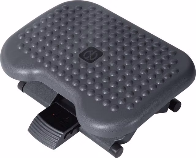 HOMCOM Ergonomic Adjustable Height and Angle Tilting Footrest for Home Office in Black or Grey