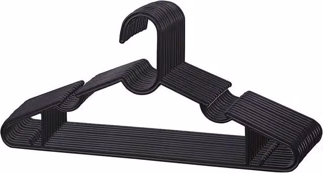 FLAVORA 25 Pack Non-Slip Plastic Clothes Hangers with Bar in Black