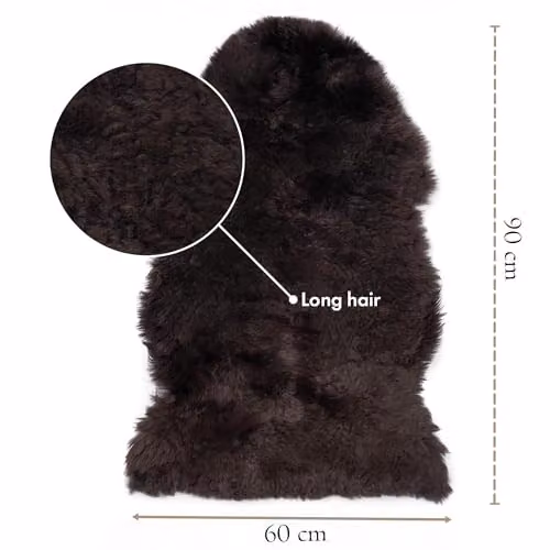 Infinity Leather Genuine Sheepskin Wool Rug in Brown, W/D: 90 x 60 cm – 7