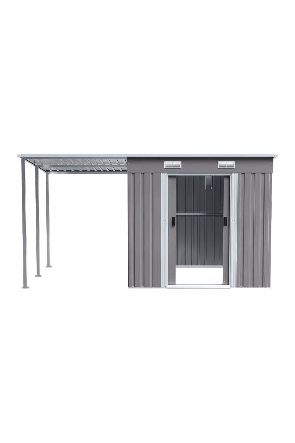 Living and Home Metal Outdoor Garden Tool Storage Lean-to Shed in Dark Grey, W/D/H: 195 x 49 x 184 cm – 3