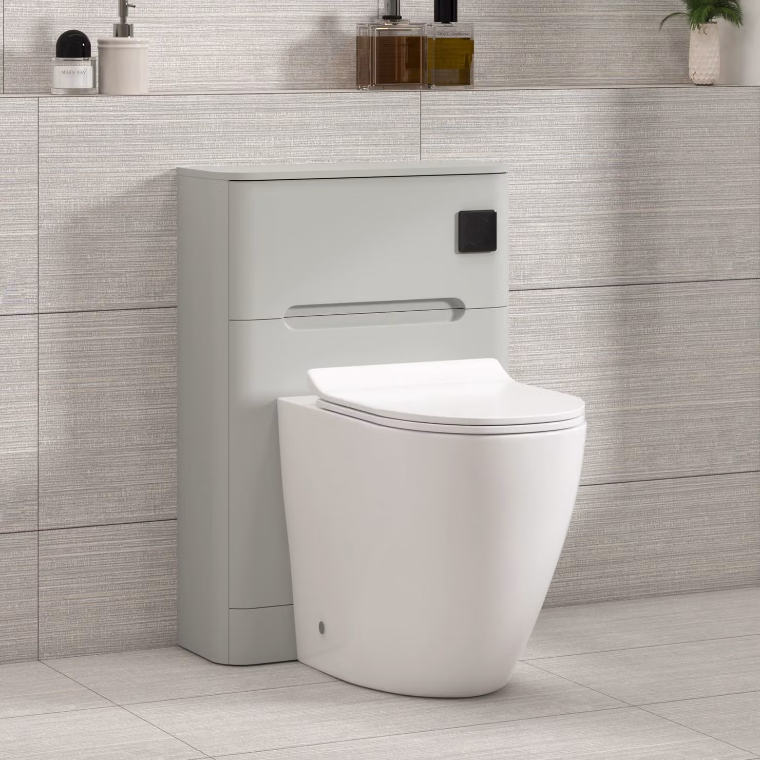Royal Bathrooms Venice Wall Mounted Ceramic WC Unit with Rimless Soft Close Toilet Seat, Width: 55 cm