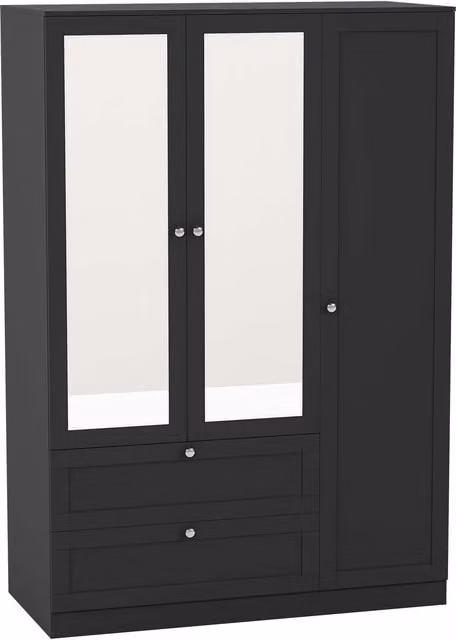 Vida Designs Altino White Bedroom Set including 2 x 3 Drawer Bedside Tables, 4 Drawer Chest and 3 Door 2 Drawer Wardrobe