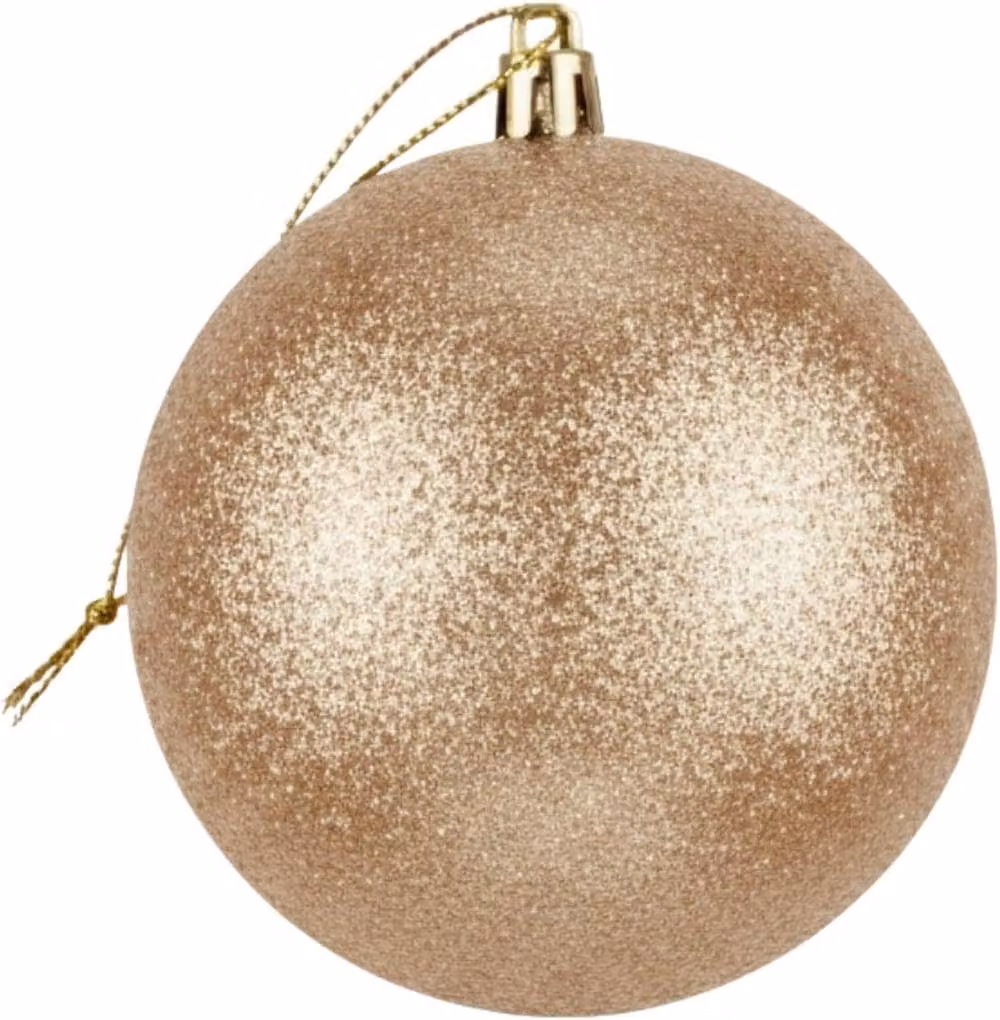 Shatchi 25cm Round Glitter Christmas Bauble in Champagne Gold – 2