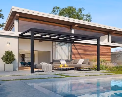 Palram Stockholm Aluminium and Polycarbonate Pergola in Grey with Transparent Roof, W: 515 cm, D: 324 cm – 2