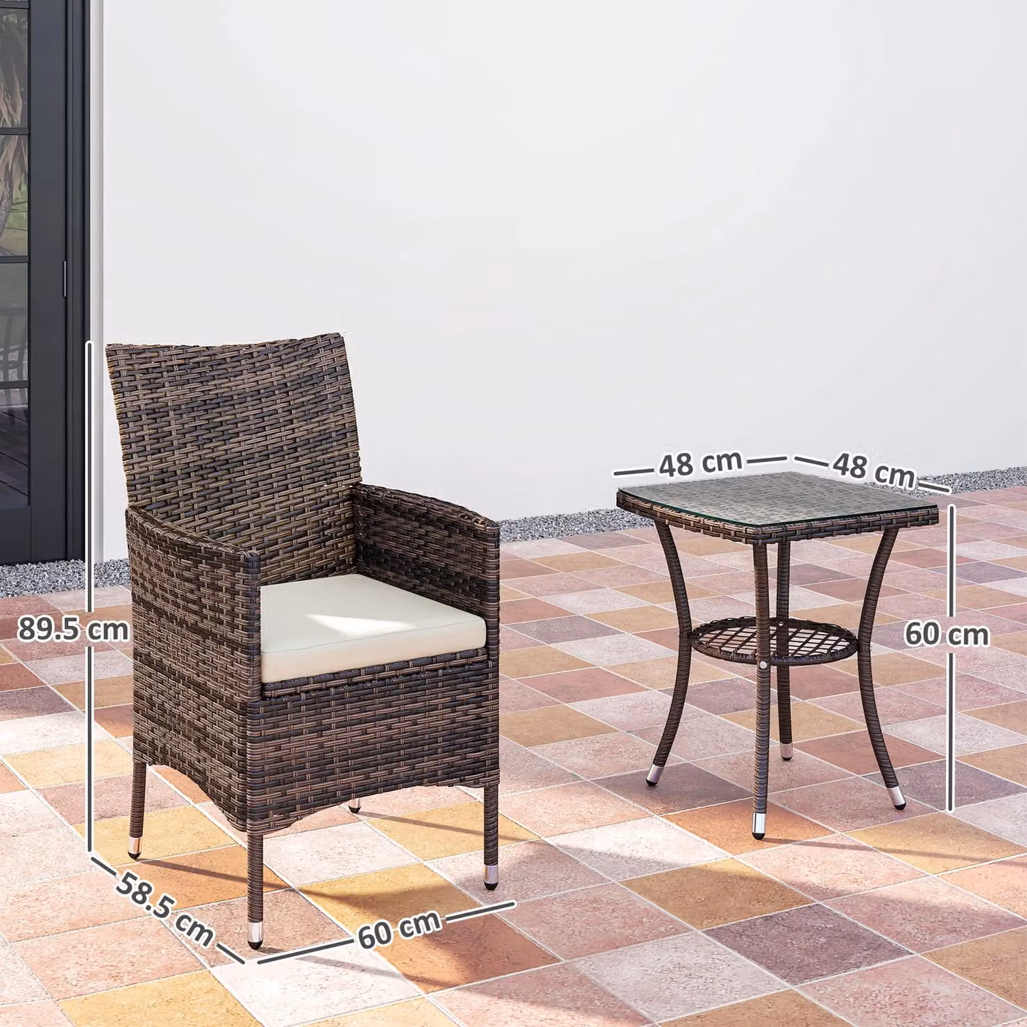 Outsunny Brown Polyrattan Bistro Set for Garden and Terrace – 4