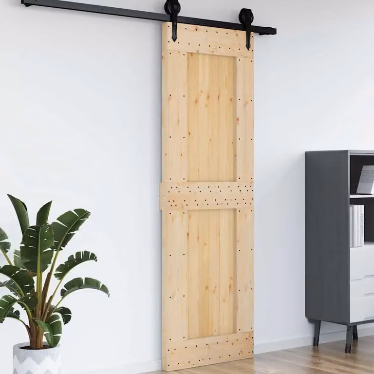 Berkfield Home Narvik Rustic Sliding Wood Door, Brown, W: 70 cm, H: 210 cm