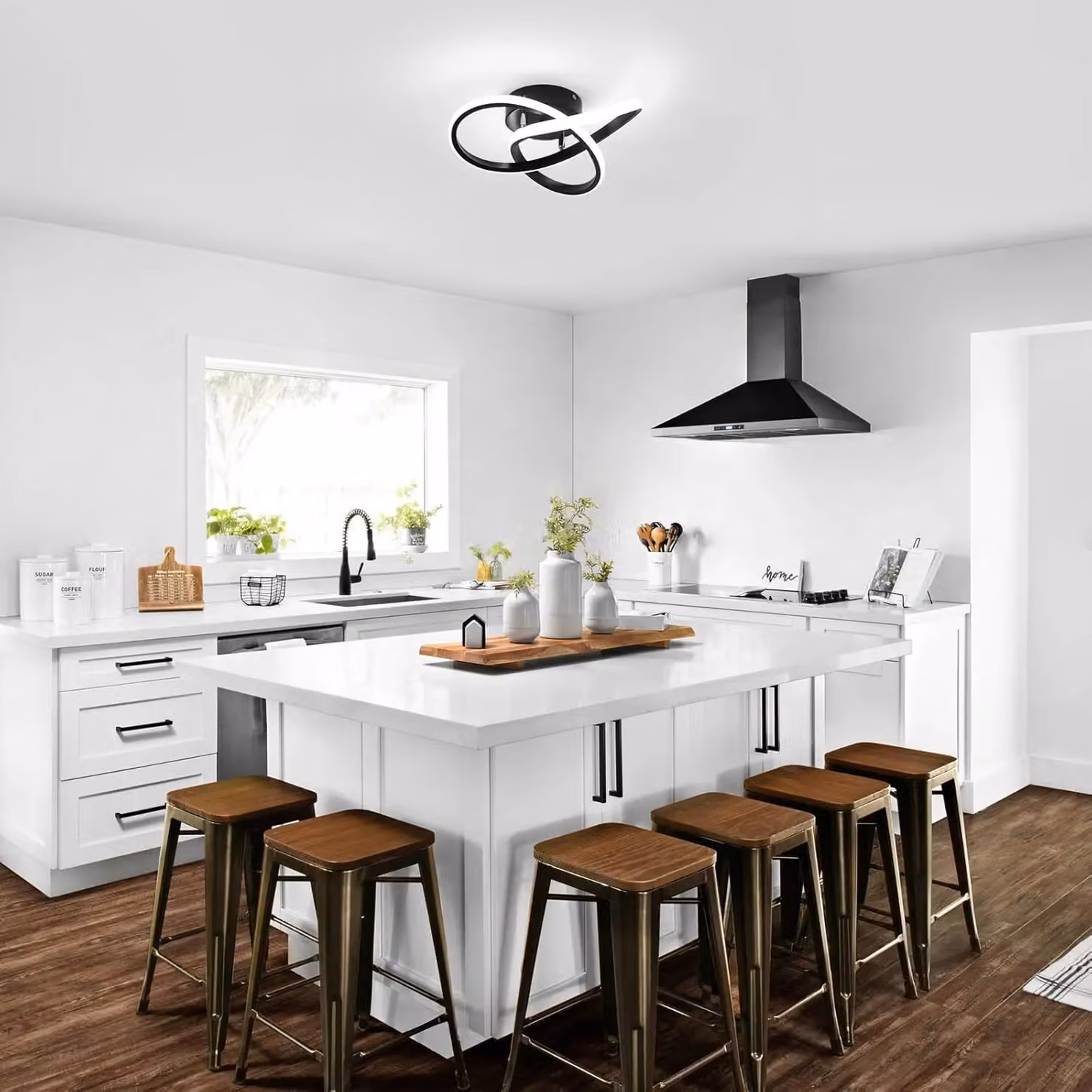 COMELY Modern LED Ring Design Ceiling Light, 30W, Black – 2