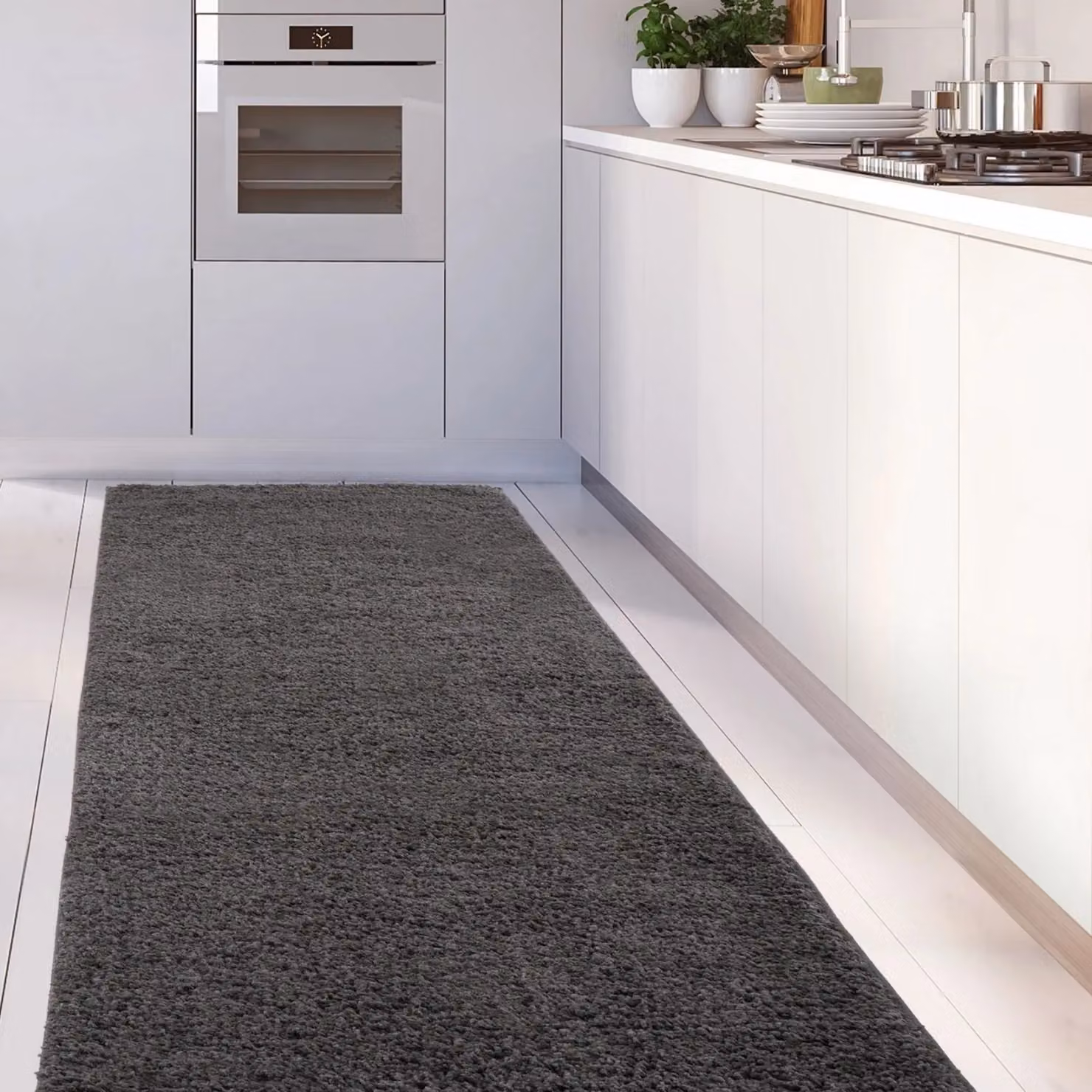 THE RUGS Soft Plain High Pile Shaggy Rug for Living Room or Bedroom, Dark Grey, W: 290 cm, D: 200 cm – 5