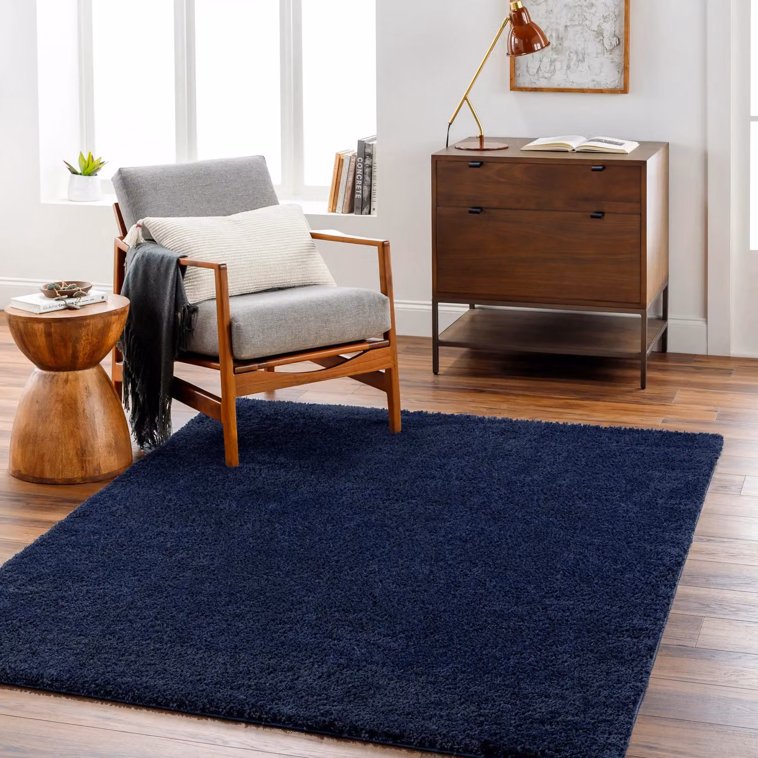 Livabliss Cloudy Shag Soft Plush Pile Round Living Rug in Blue, Diameter: 120 cm – 4