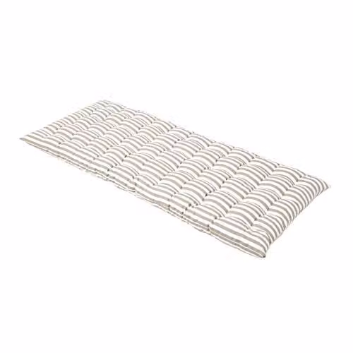 Homescapes Grey and White Striped 2 Seater Garden Bench Cushion, Width: 108 cm, Depth: 42 cm – 1