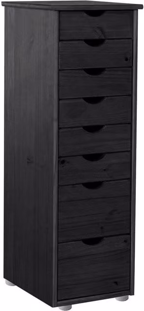 Gava 8 Drawer Wood Chest in Black Stained Wax