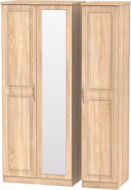 2 U Stafford Triple Mirror Wardrobe in Natural