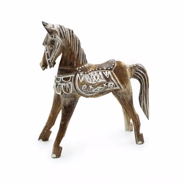 KDMD Antique Horse Tabletop Decoration, Brown, Height: 25 cm