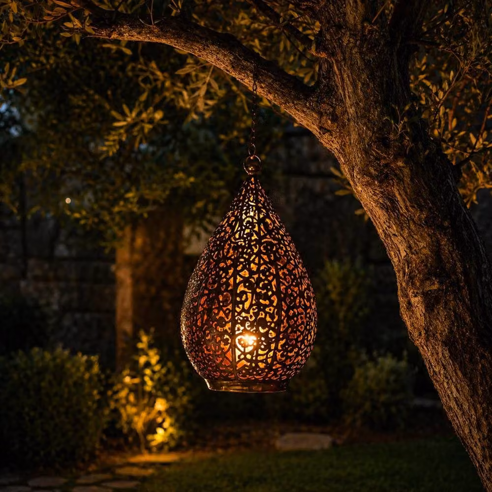 NESTLUNE Lighting Bronze USB Rechargeable LED Hanging Light with IP44 Rating for Garden Use – 5