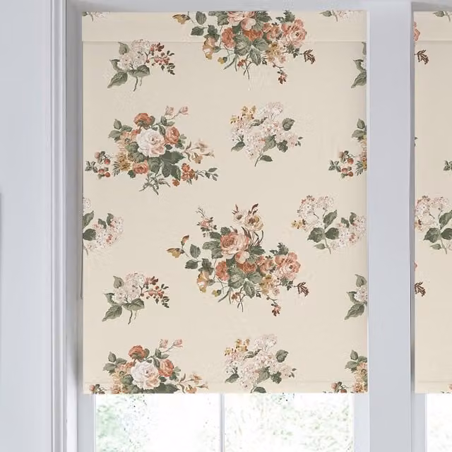 Laura Ashley Rosemore Made to Measure Blackout Roller Blind in Natural Floral Polyester