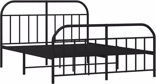 Berkfield Home Metal Bed Frame with Headboard and Footboard in Black, W/D/H: 135 x 190 x 100 cm