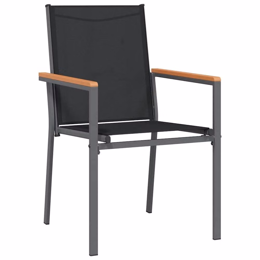 Berkfield Home Beautiful 7 Piece Garden Dining Set in Black Textilene and Steel – 4