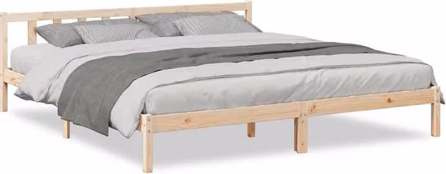 Berkfield Home Extra Long Solid Wood Pine Bed Frame in Light Tan, W/D/H: 200 x 220 cm