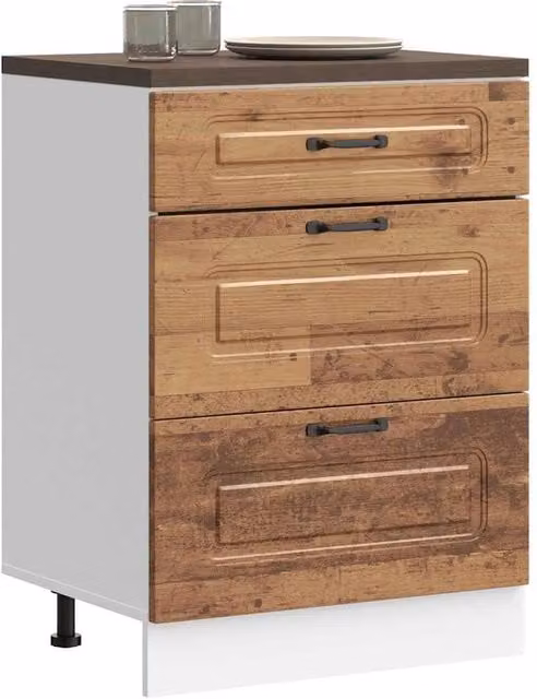 Berkfield Home Kalmar Kitchen Base Cabinet in Old Wood Brown – 1