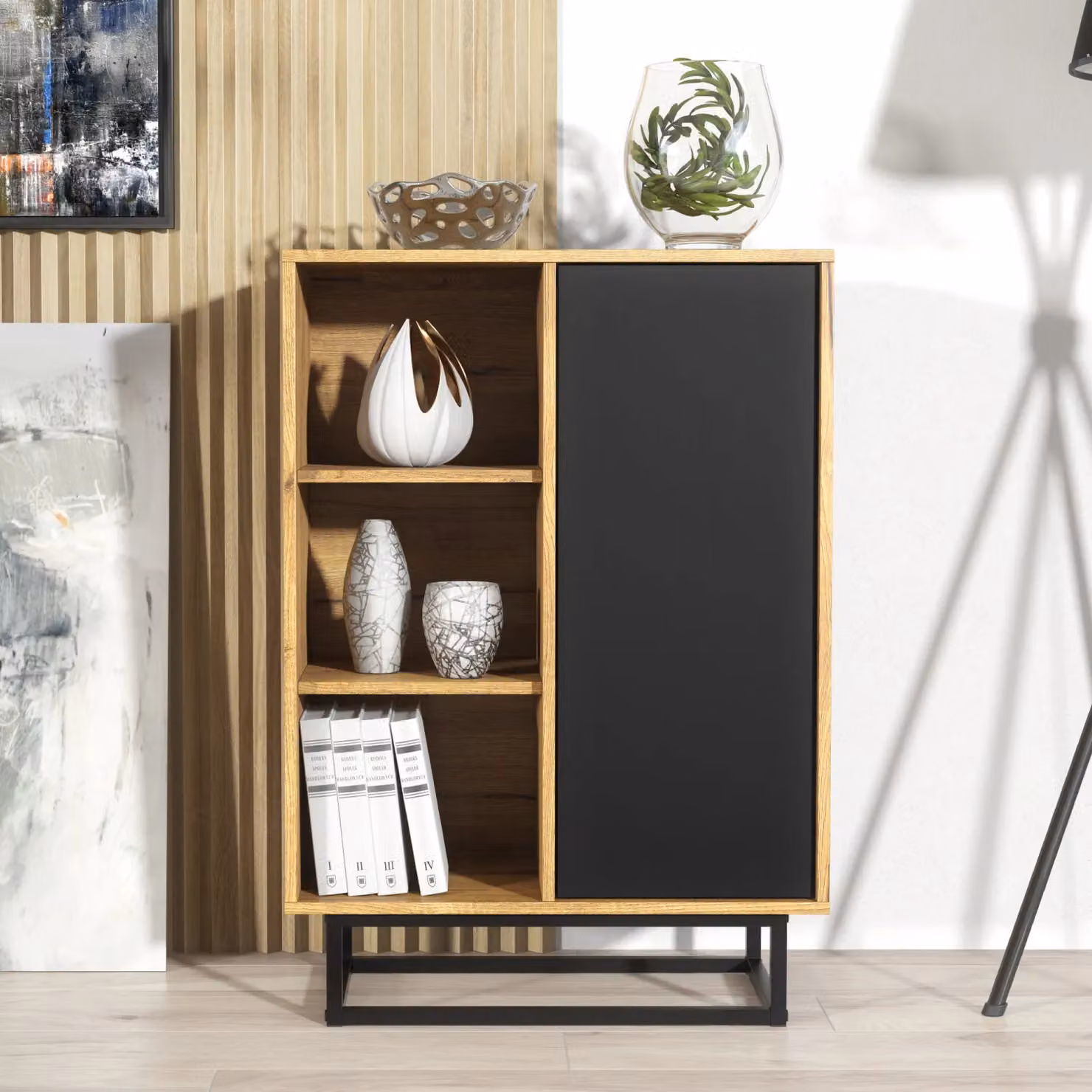 Mex Furniture LTD Loft Industrial Sideboard in Black, Brown and Multicolour, W: 100 cm, H: 70 cm, D: 35 cm – 2