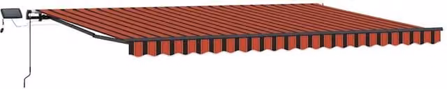 Berkfield Home Manual Retractable Wall-Mounted Awning with LED, Orange and Brown Striped, W: 500 cm, D: 300 cm