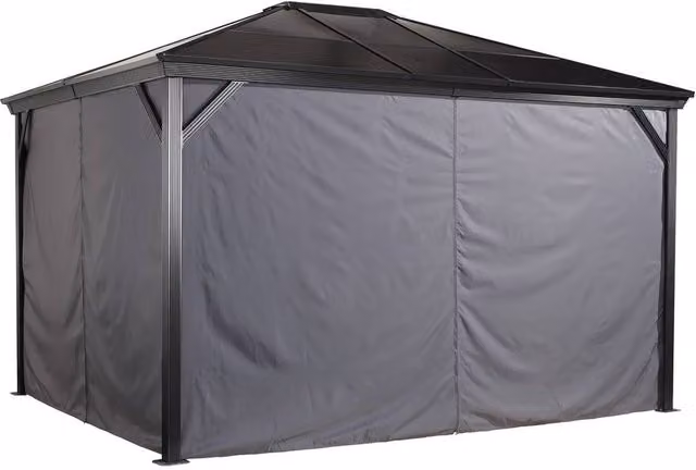 Rowlinsons Grey Polyester Curtains for Sojag Verona Gazebo, W: 300 cm, D: 370 cm, H: 195.99 cm