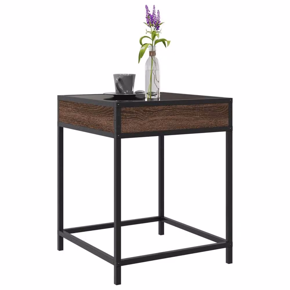 Berkfield Home Infinity LED Coffee Table in Brown Oak, W/D/H: 40 x 40 x 51 cm – 2
