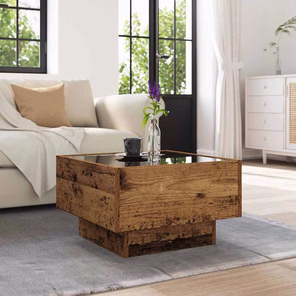 Berkfield Home Rustic Square Coffee Table in Brown, W/D/H: 50 x 50 x 30 cm – 3