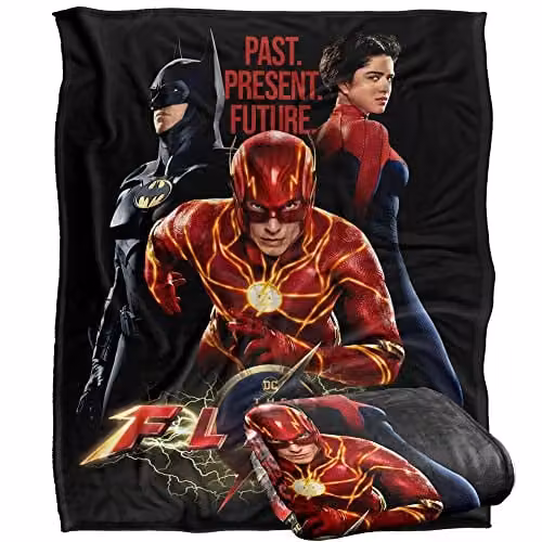 LOGOVISION The Flash Warner Brothers Officially Licensed Super Soft Microfibre Fleece Throw Blanket, White, W/D/H: 152 x 127 cm – 1