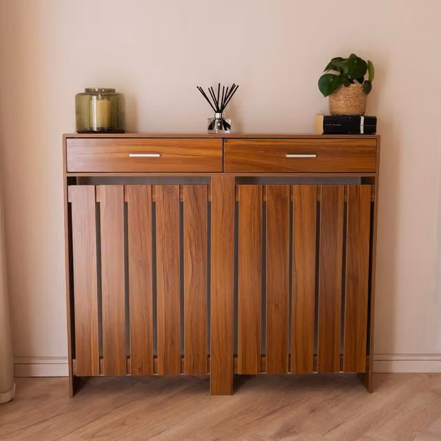 Jack Stonehouse Classic Wooden Vertical Design Radiator Cover with Drawer in Brown