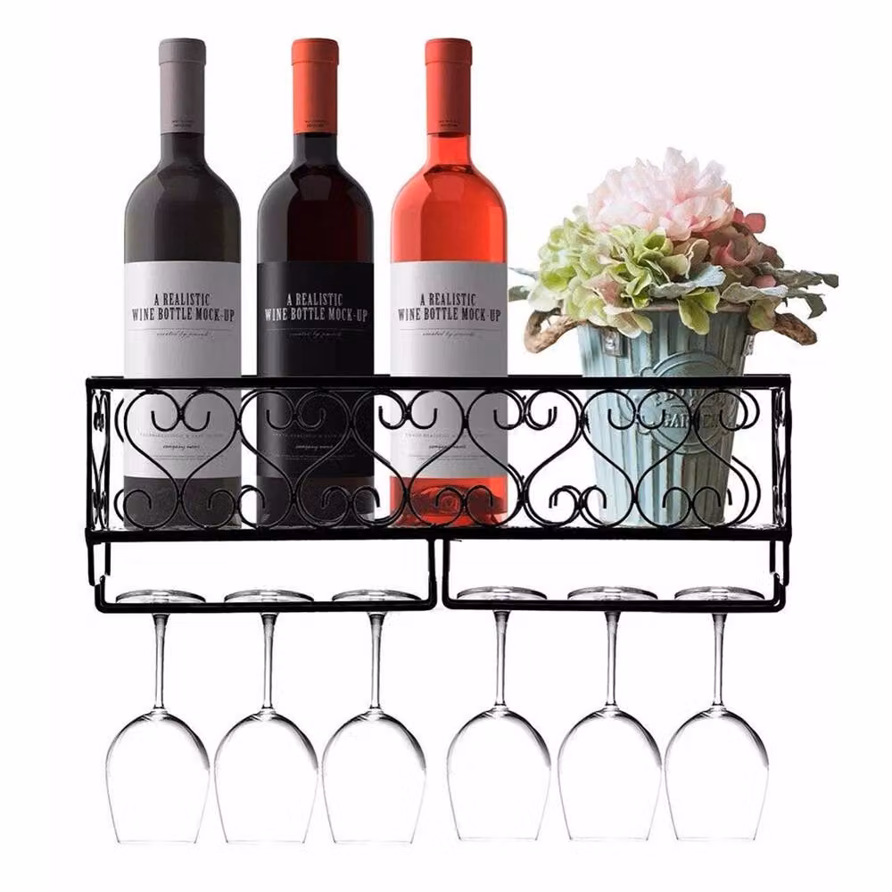 KORVIXA Matt Black Metal Wall Mounted Wine Rack, Width: 100 cm – 2