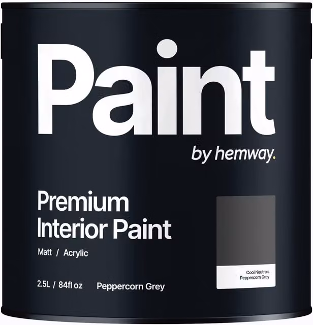 Hemway Matt Acrylic Dispersion Interior Paint, Grey, 2.5L