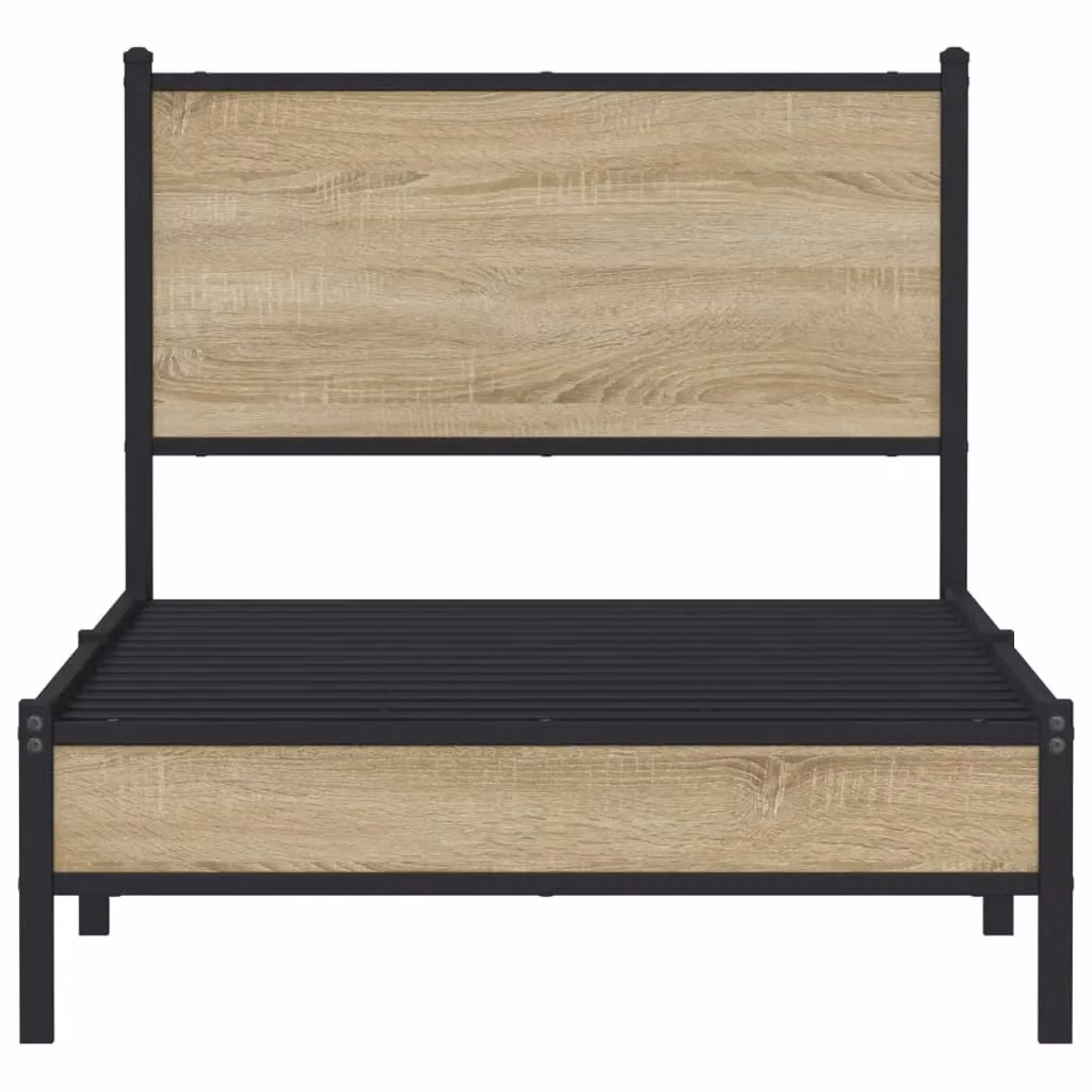 Berkfield Home Metal Bed Frame in Sonoma Oak Brown, W/D/H: 90 x 200 cm – 3