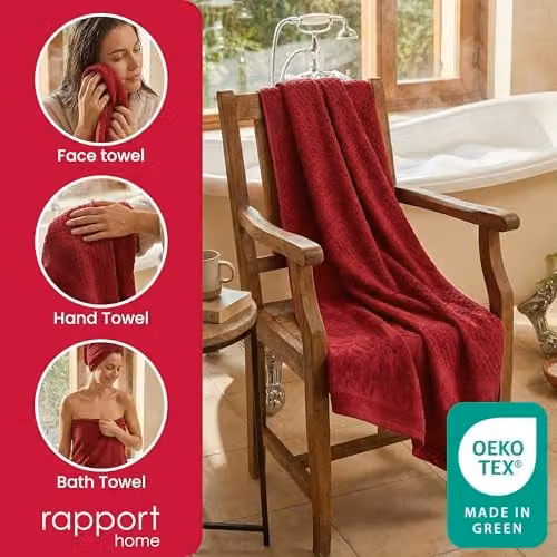 Rapport Home Versailles Jacquard 6-Piece Cotton Towel Bale Set in Red – 4