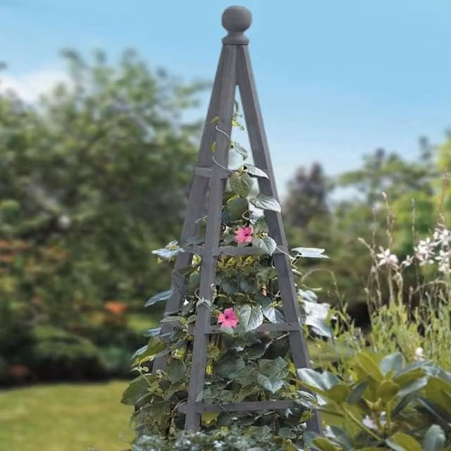 Garden Mile Slate Grey Wooden Garden Obelisk Support for Climbers