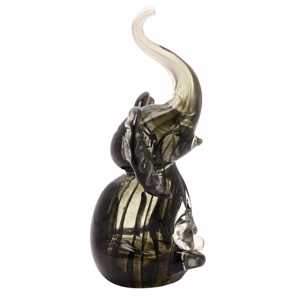 Objets d'Art Multicolour Transparent Glass Trumpet Elephant Figurine – 2