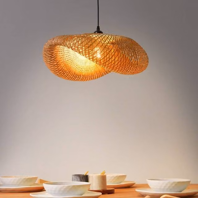 Wyld and Coco Elora Bamboo Pendant Lamp in Brown