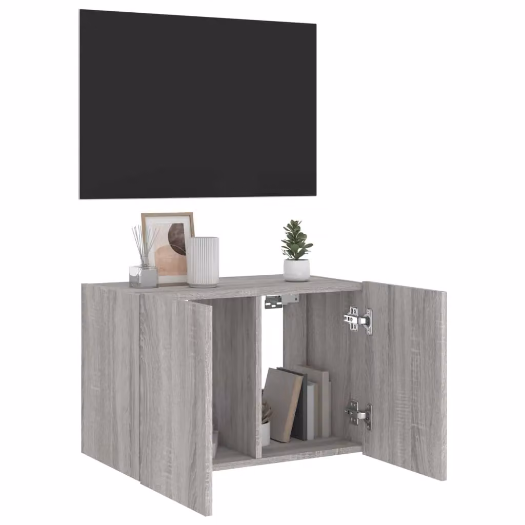 Berkfield Home Modern Wall Mounted TV Cabinet with Integrated LED Lights in Grey Sonoma, W/D/H: 60 x 35 x 41 cm – 2