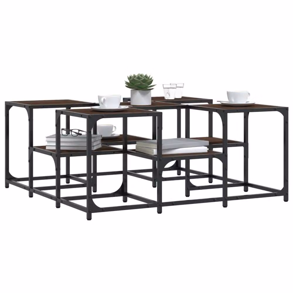 Berkfield Home Square Coffee Table in Brown Oak, W/D/H: 91 x 91 x 40 cm – 3