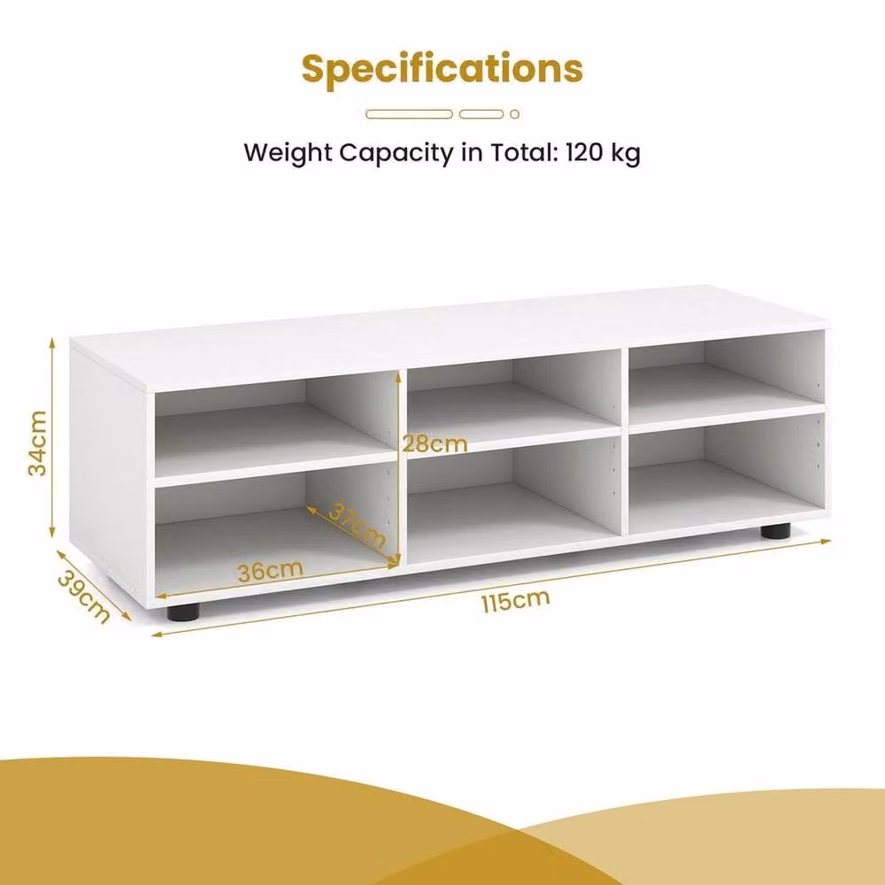 VOGREX 55 inch Modern White Wooden TV Stand with 6 Compartments – 2
