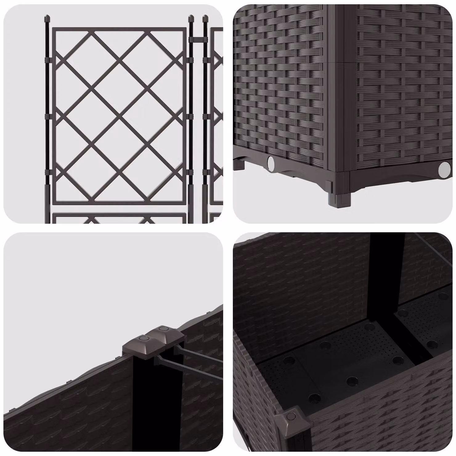 Berkfield Home Garden Planter with Trellis, 2 Pieces, Brown, W: 80 cm, D: 40 cm, H: 143 cm – 3